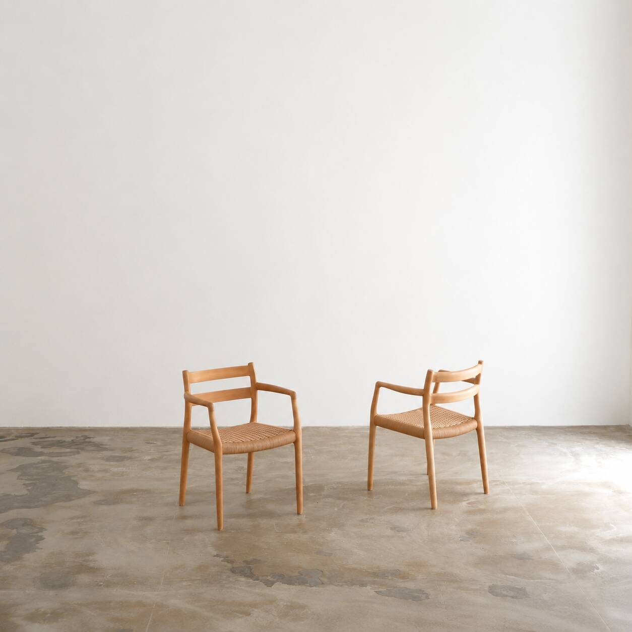 Ensemble de 4 fauteuils "Mod. 67" en chêne par Niels Moller