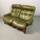 Supercomfy Scandinavian Rybo Rykken Olivegreen Leather 2-Seater Ry-Wing