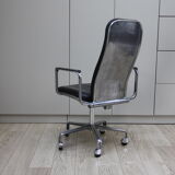 Swivel office chair in black leather - Frederick Scott for Hill - UK - 1970's