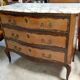 Curved Louis XV commode in marquetry – marble top – 19th century
