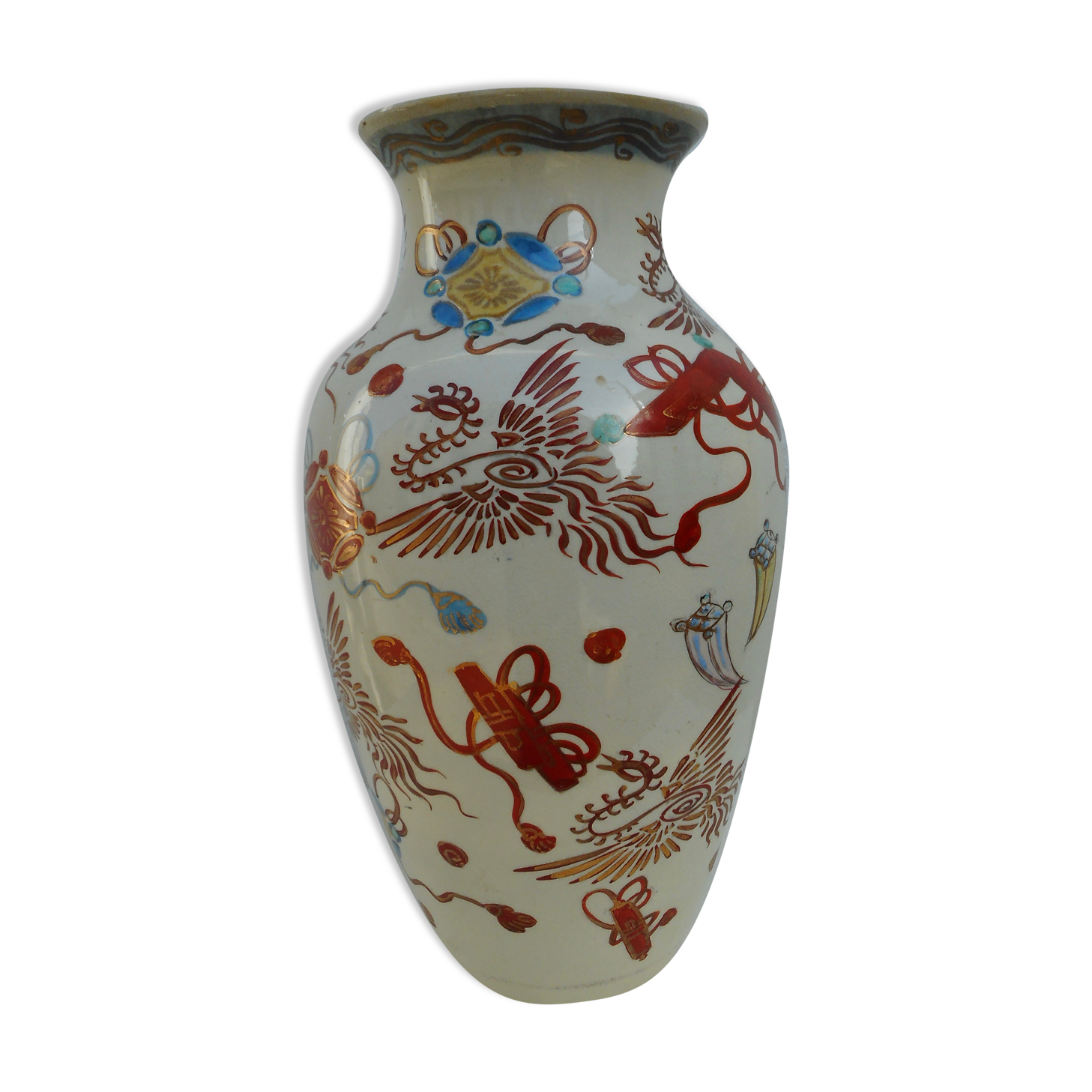 Vase in earthenware, Japanese décor