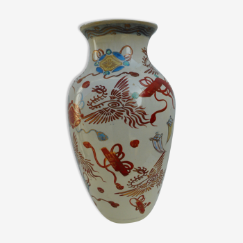 Vase in earthenware, Japanese décor