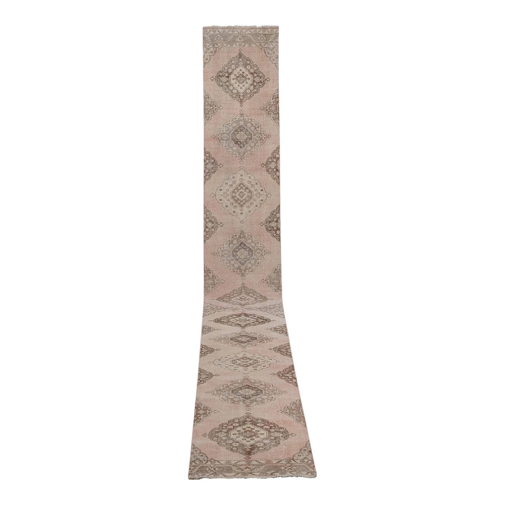 Vintage Turkish hallway rug 86x733 cm