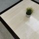 Table basse vintage travertin et bois design 1970