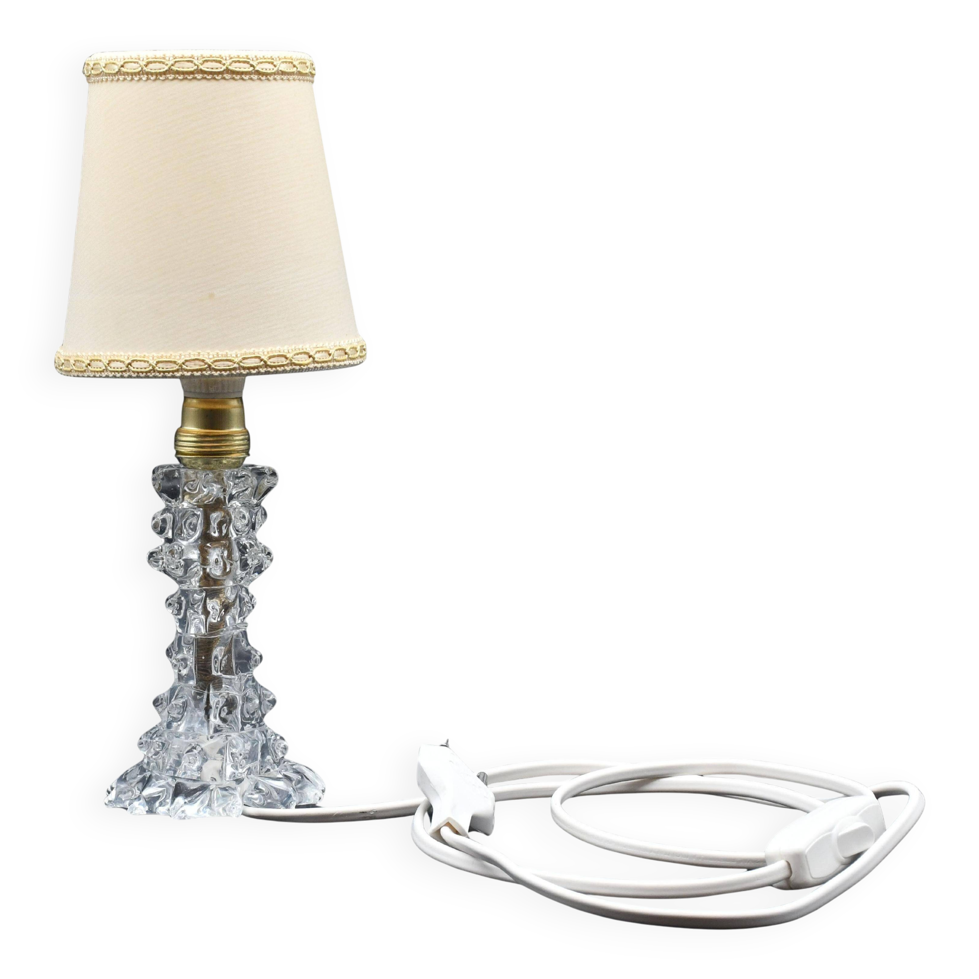 Lampe de table charmante en vase en verre de Murano Rostrato pour Barovier & Toso, années 1940.