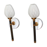 Pair of torch torch wall lamps and glass tulips