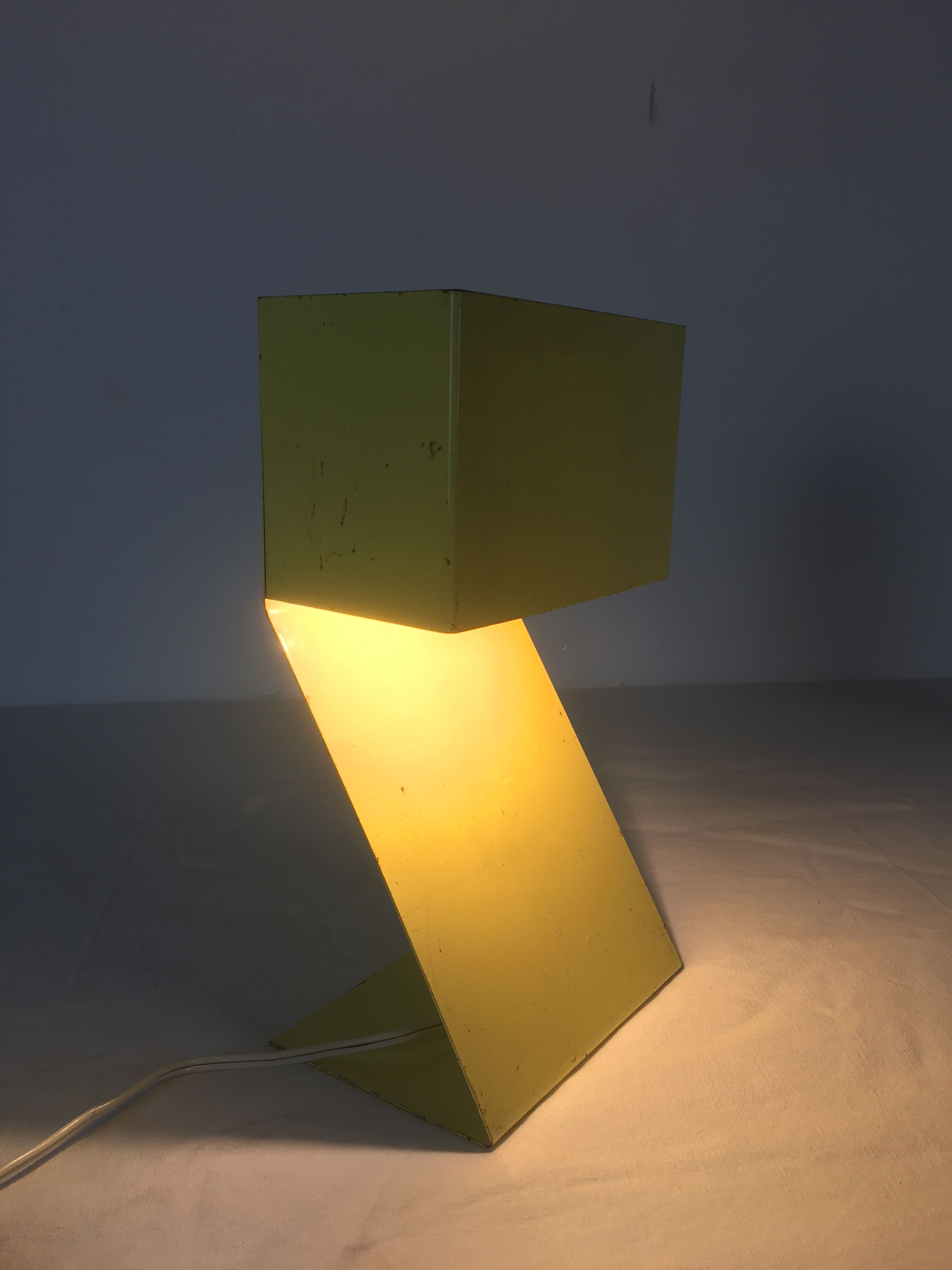 Pair of folded metal bedside lamps 1950