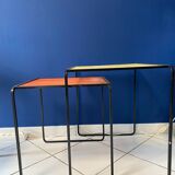 Set of Mathieu Matégot metal pull-out tables
