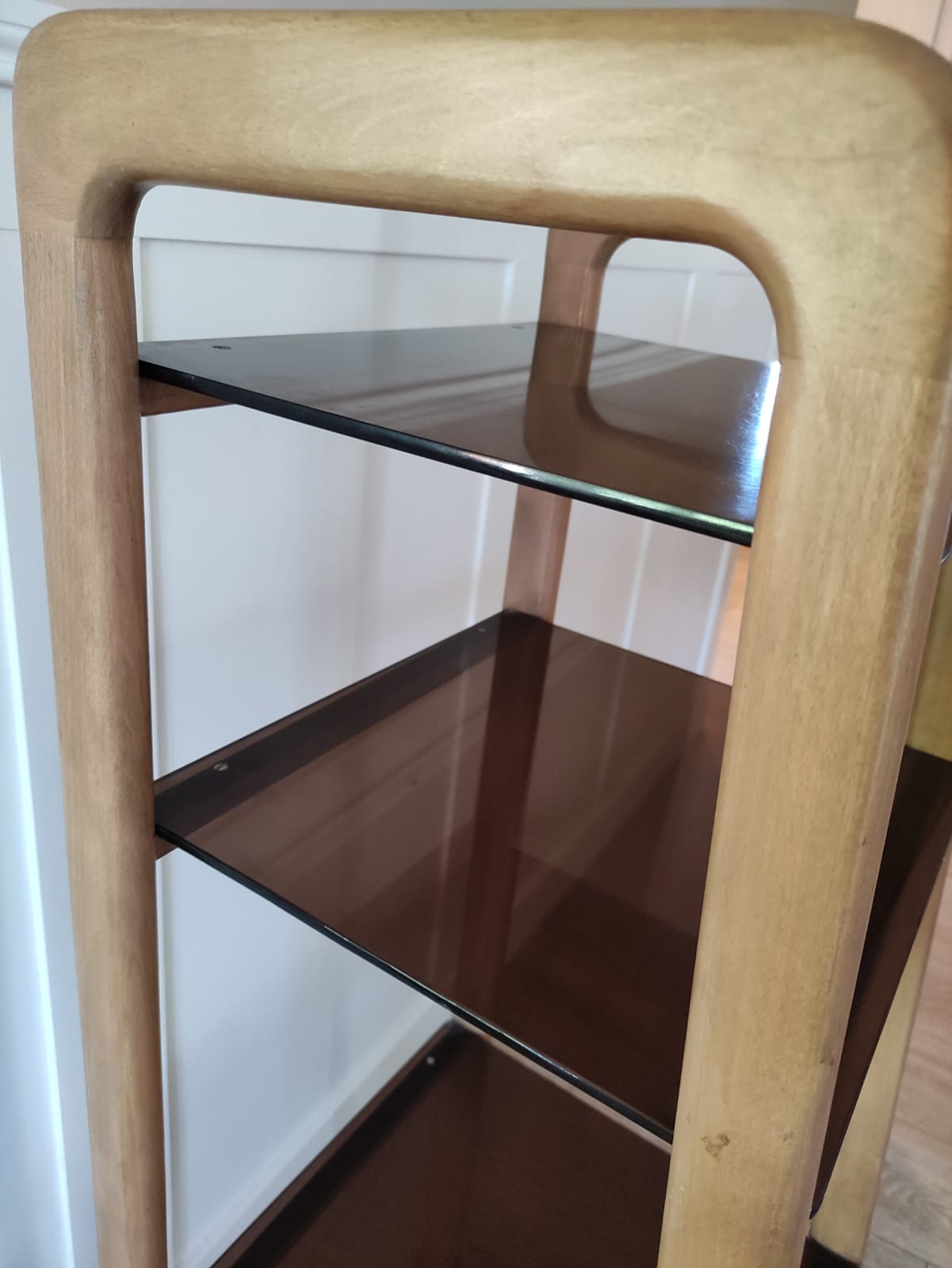 Scandinavian shelf in wood and plexiglass 70s