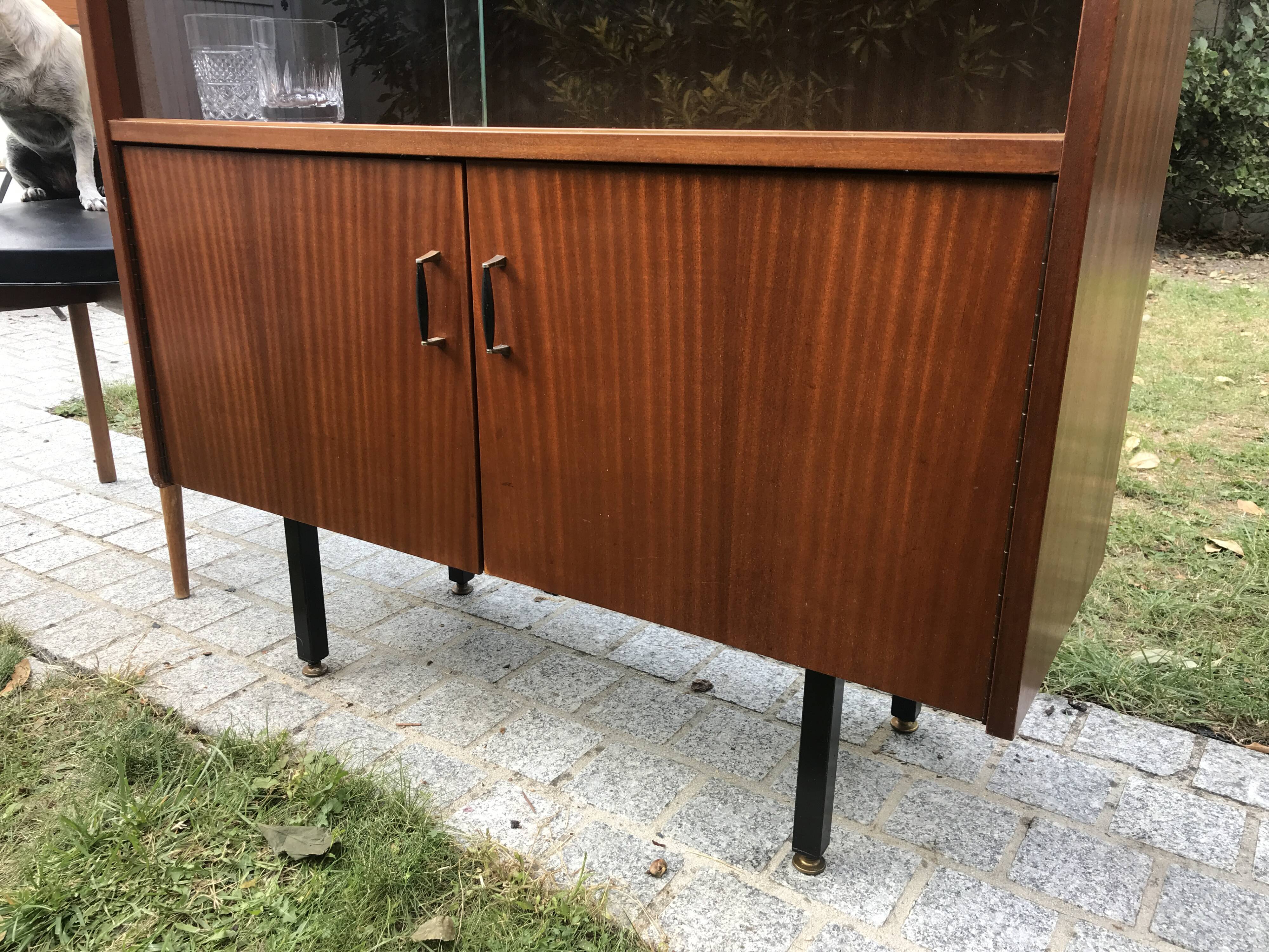 Vintage metal feet modernist showcase bookcase 1960