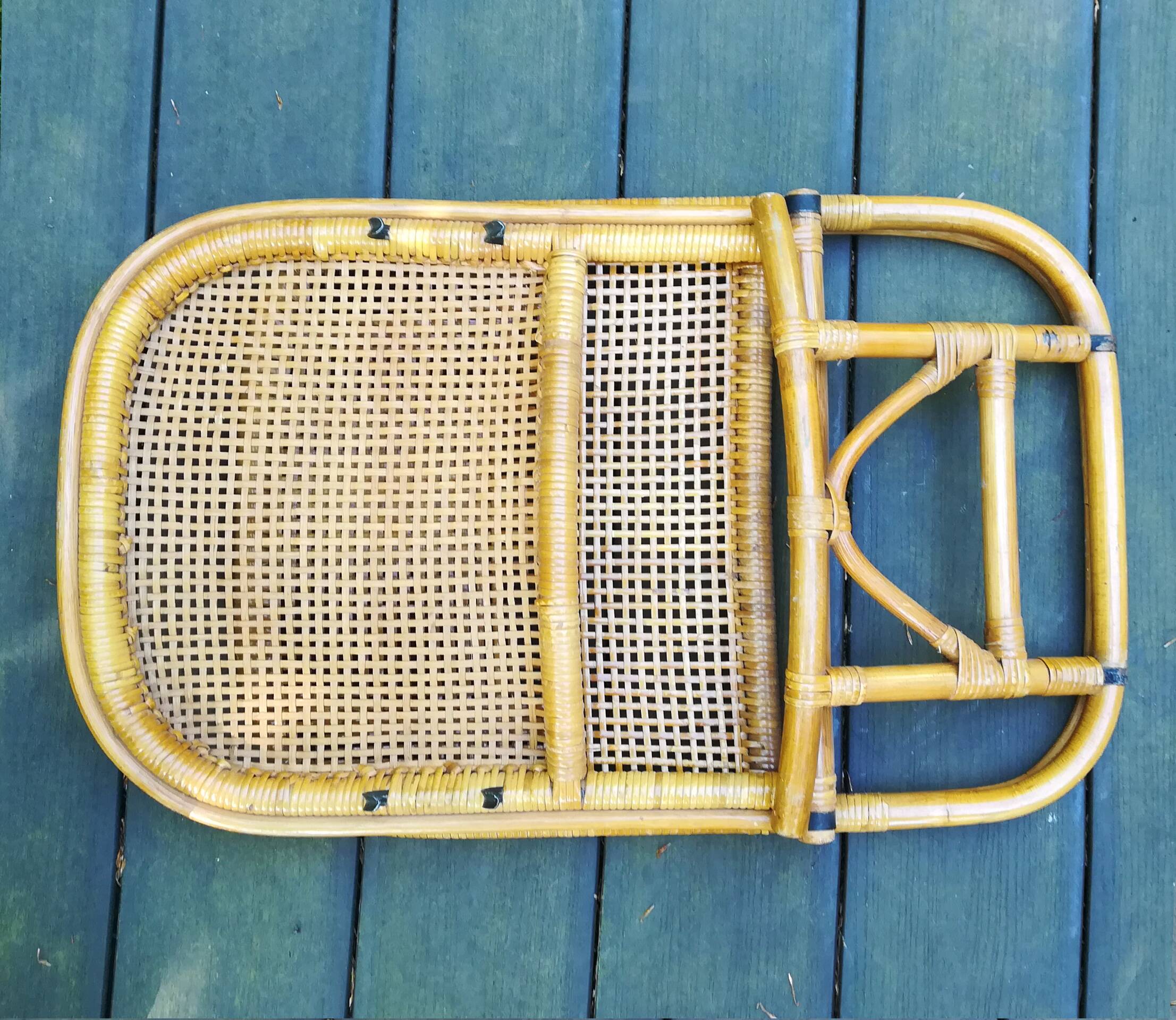 Folding rattan beach chair, USA, 1960s