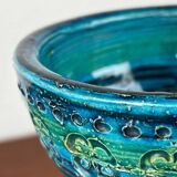 Rimini Blue Candle Holder in Mid-Century Ceramic by Aldo Londi for Bitossi, Italy, 1960s