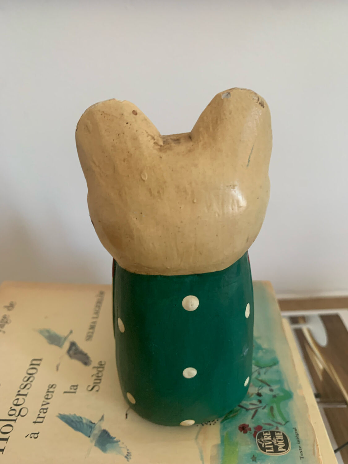 Vintage wooden decorative painted bear from the 60s