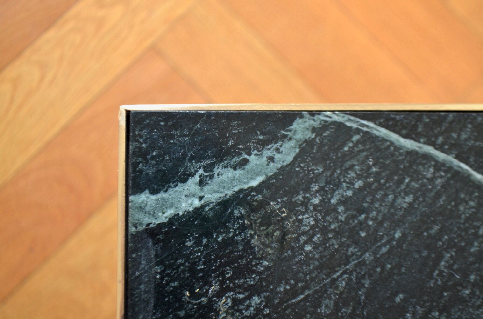 Italian green marble and brass coffee table 1950