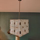 Glass faceted cube chandelier by Jaroslav Bejvl for Kamenicky Senov, year 1968