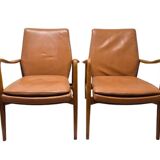 Pair of Scandinavian armchairs attributed to Axel Larsson, circa 1960.