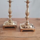 Pair of golden brass candle holders