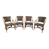 4 Fauteuil Boho chic 2 tons en Rotin, café bistro Vintage