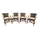 4 Fauteuil Boho chic 2 tons en Rotin, café bistro Vintage