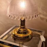 Delux lamp 1970 A 80 gold chrome ,,,,,and molded glass 31x22 very good condition