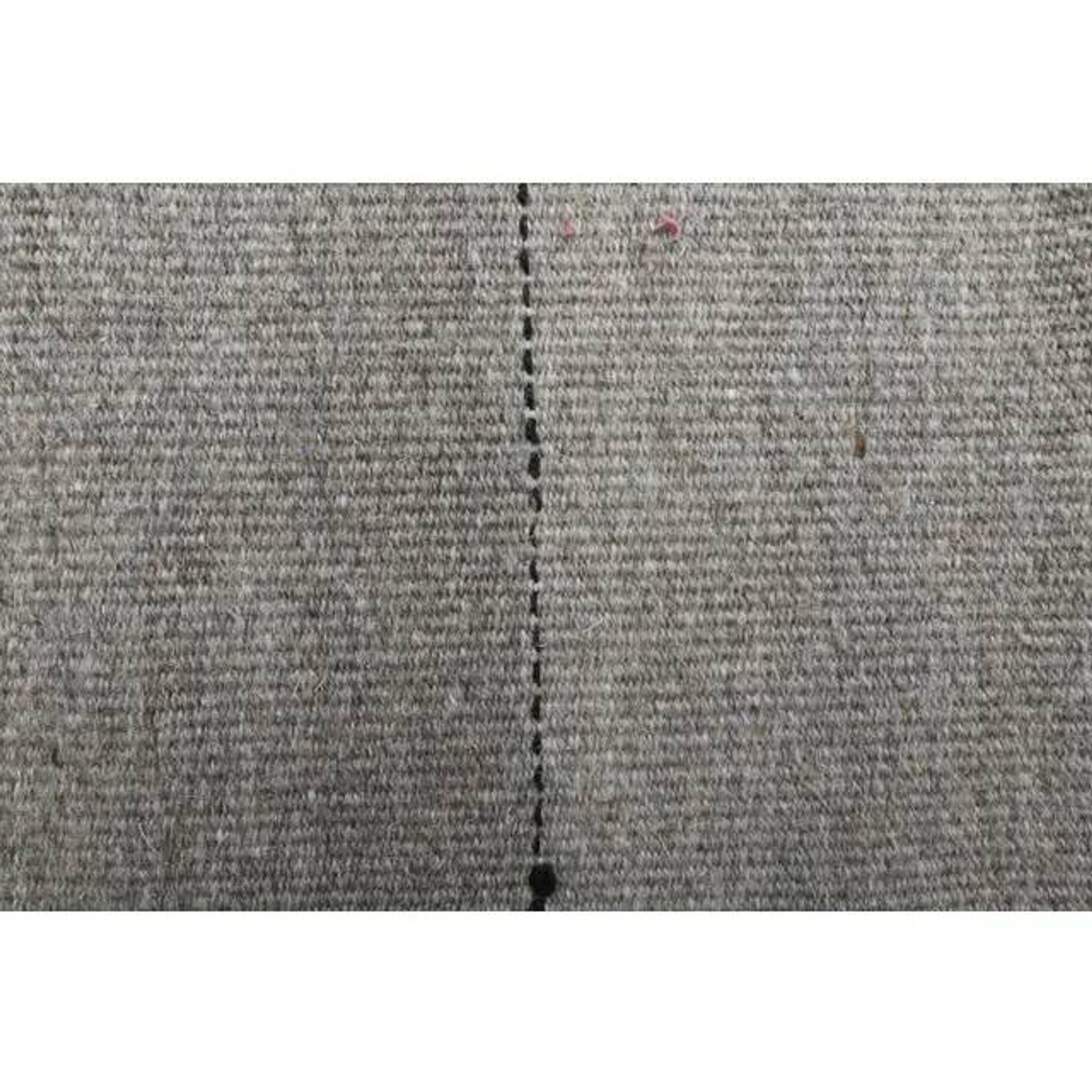 1970s Vintage Turkish Oushak Handmade Wool Cotton Gray Runner Rug 86x332
