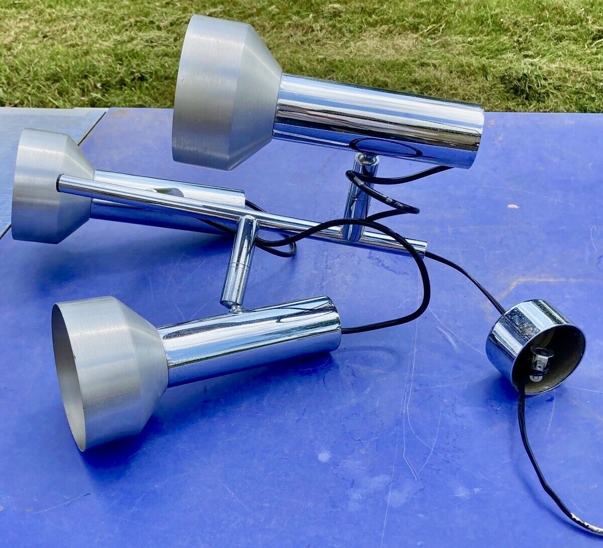 Chandelier ceiling lamp suspension 3 spots aluminum  1970