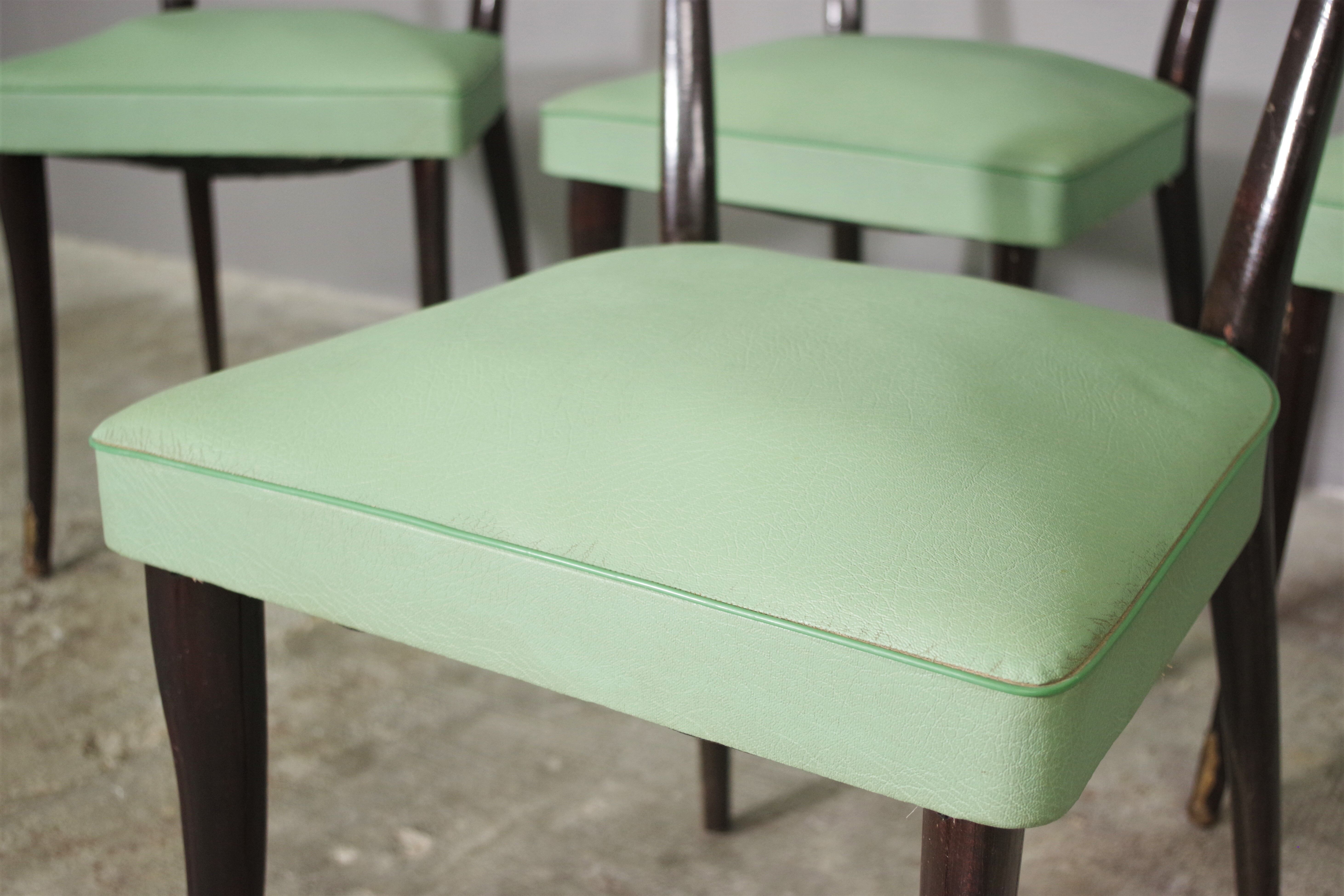 Set of 4 beech wood chairs from the 1950s
