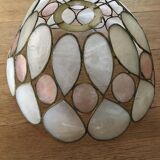 Lampshade in pink and grey iridescent mother-of-pearl