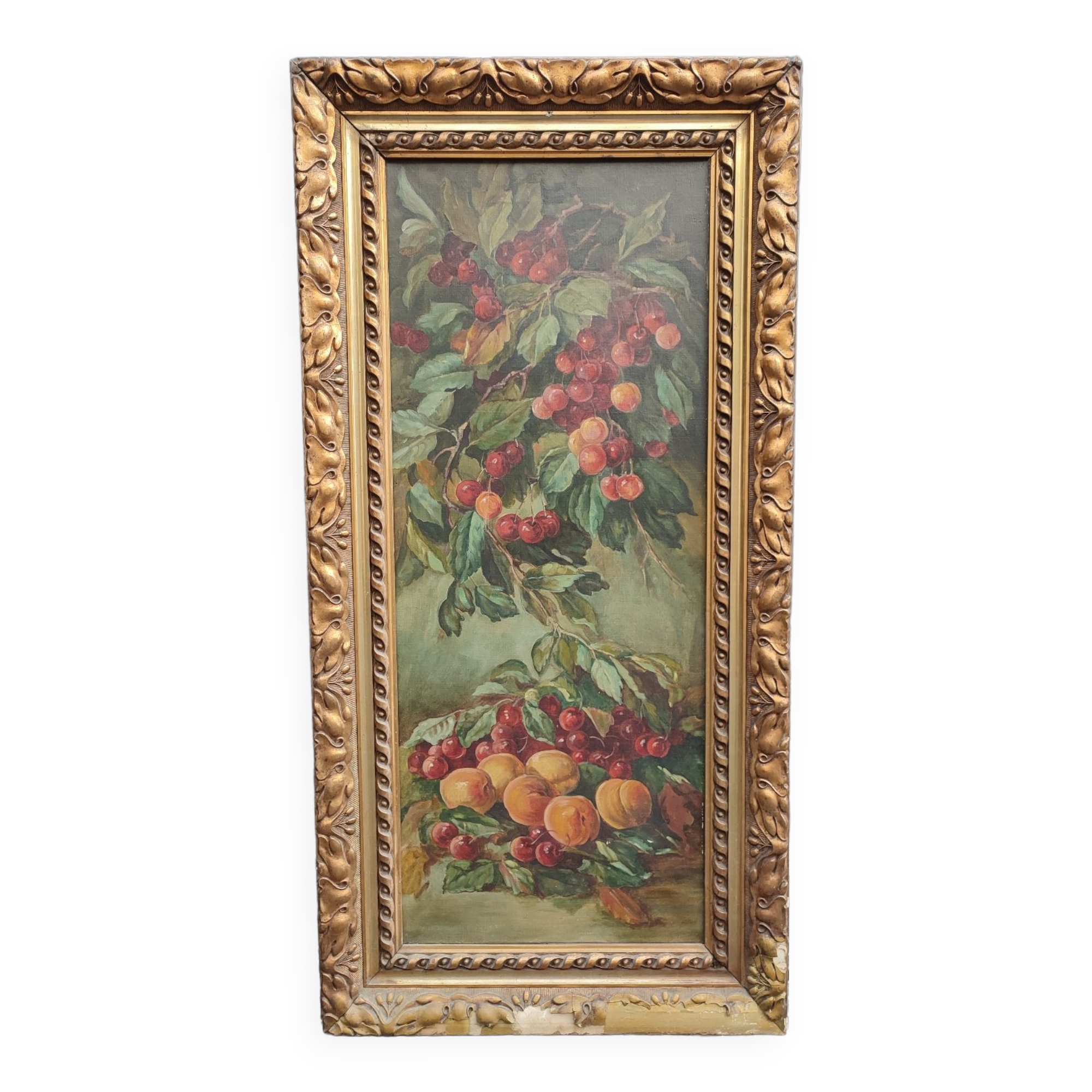 Still life on canvas, summer fruits