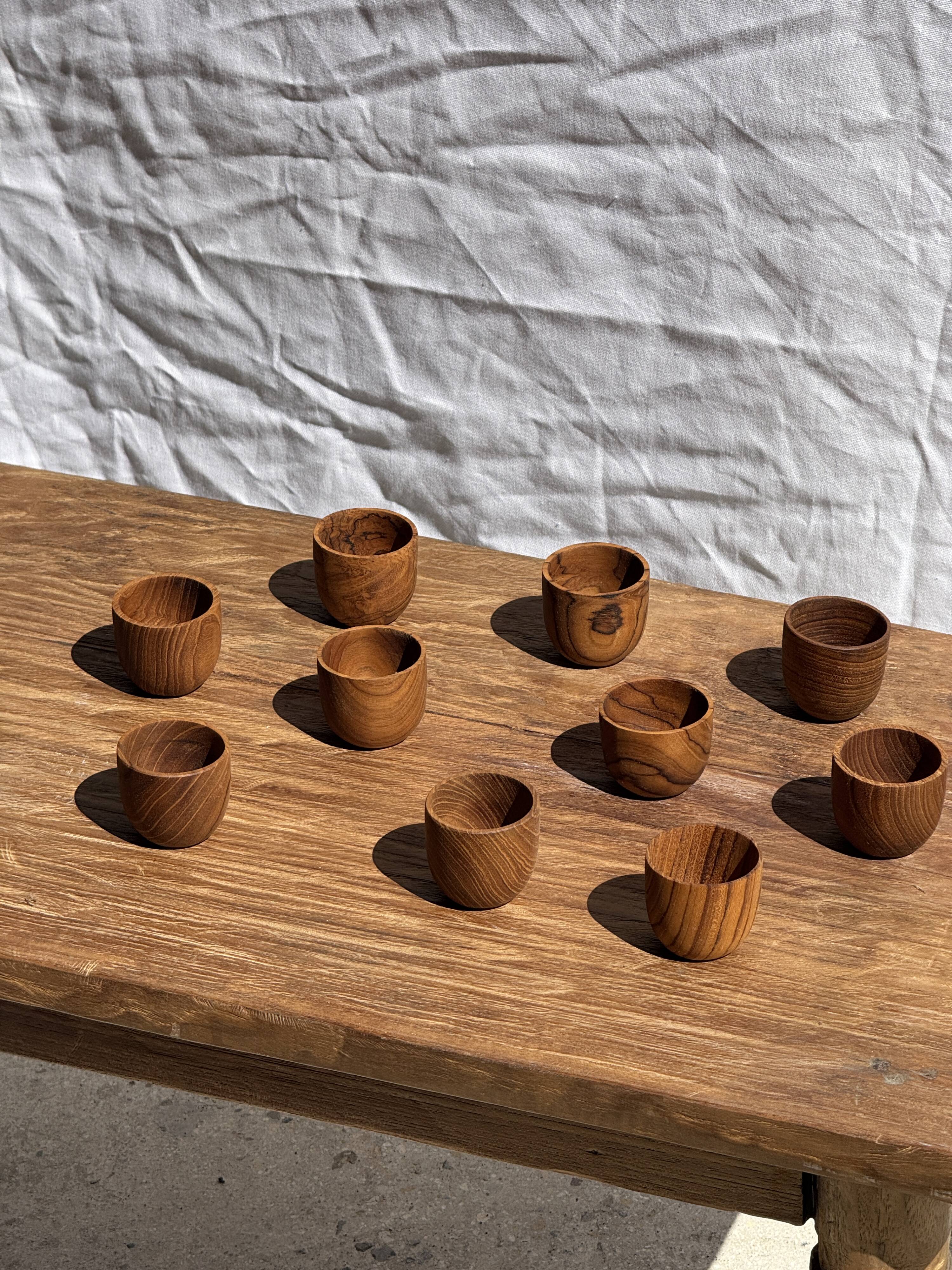 Mini cup, saucer or egg cup in teak H5 D5