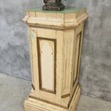 Antique church column on wooden base 135 cm high