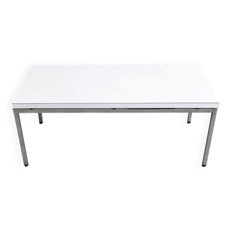 Vintage 1960 rectangular coffee table white formica & chrome steel 60s 196