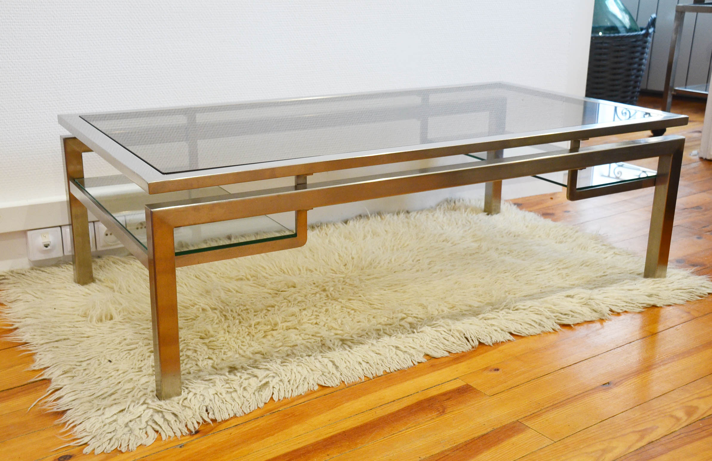Jansen House coffee table by Guy Lefèvre steel glass 1970