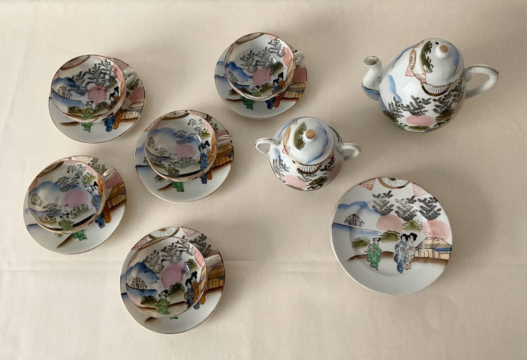 Vintage Japanese porcelain tea set – Asian decor