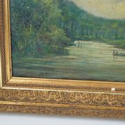 Huile sur panneau encadrée Paysage école française 19ème