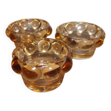 Set of 3 glass candle holders / tealight holders