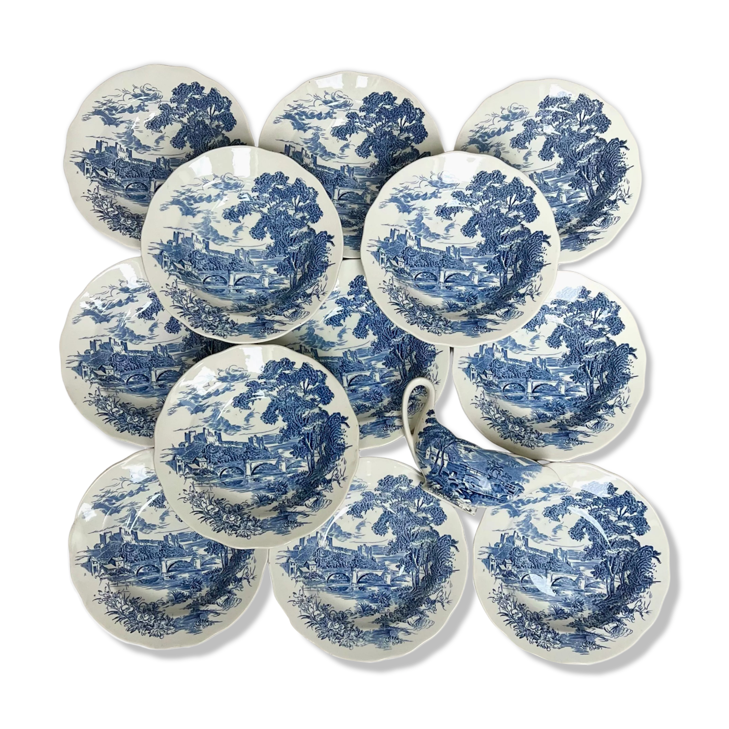 English plates Gien countryside