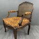 Pair of Louis XV Carved Wood Fluted Armchairs, Late 19th Century