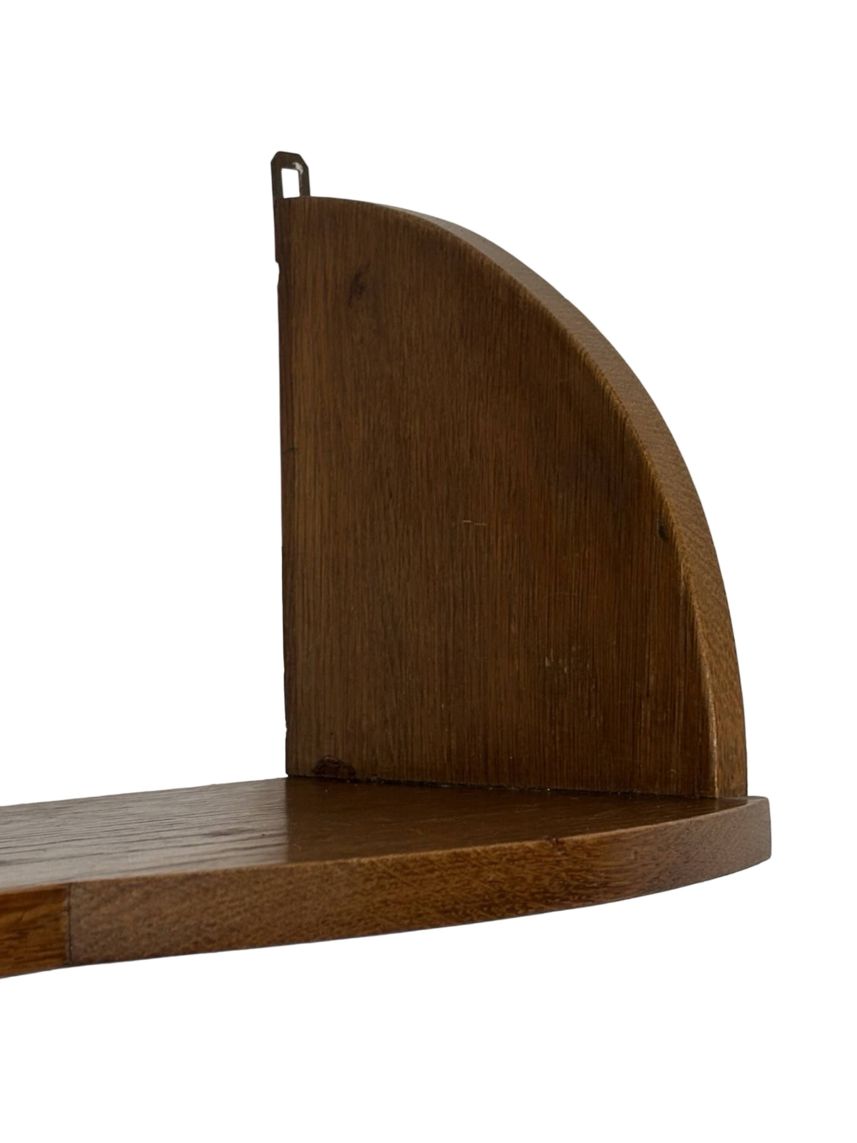 Vintage wooden wall shelve rack bookshelf in oak wood minimalist