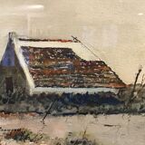 Tableau, aquarelle, paysage camarguais, signée et datée