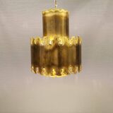 Brutalist brass hanging lamp, designed by Svend Aage Holm Sørensen Denmark