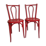 Pair of curved wooden Mahieu bistro chairs