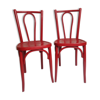 Pair of curved wooden Mahieu bistro chairs