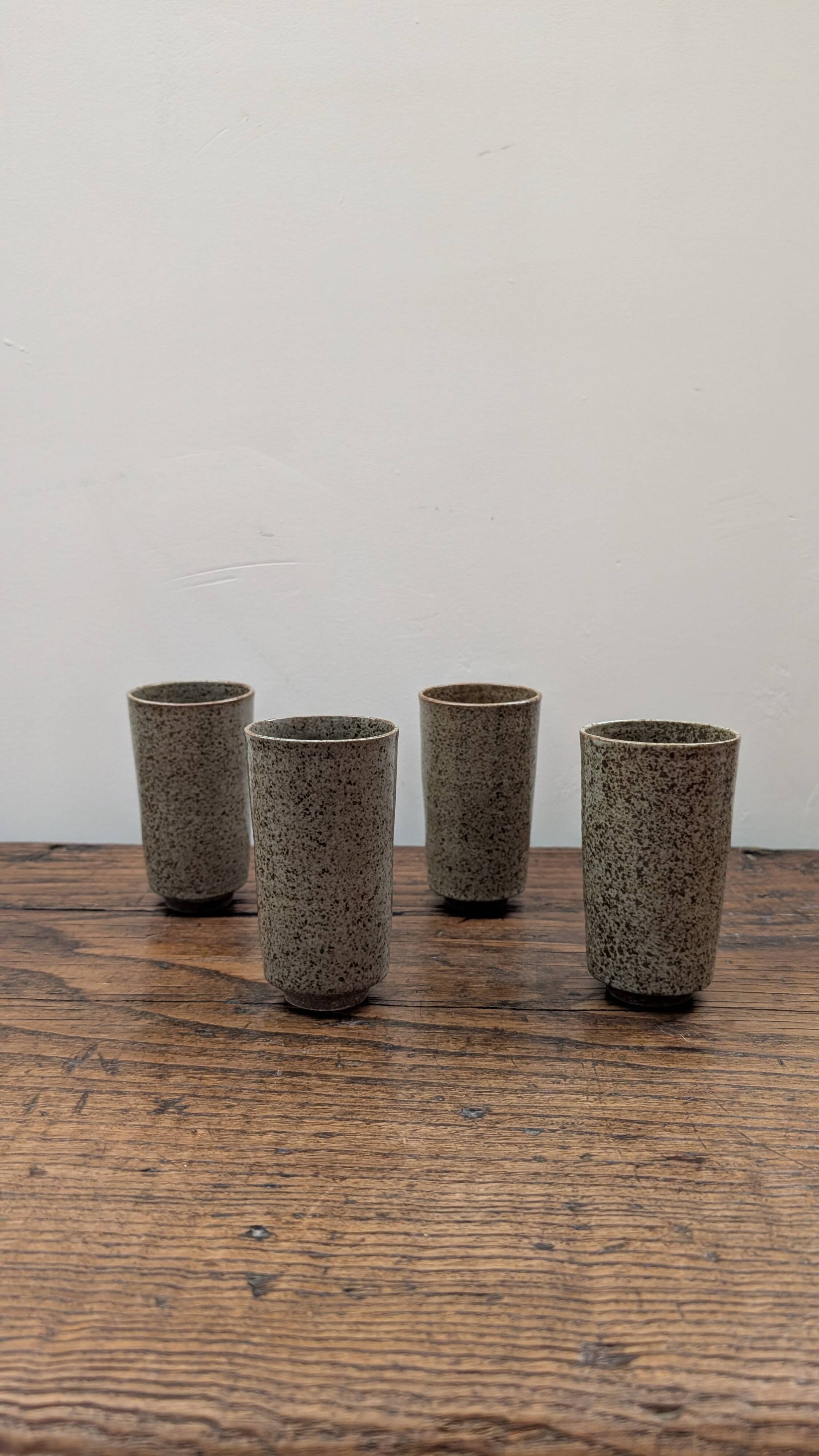 Set of 4 speckled ceramic mazagrans.