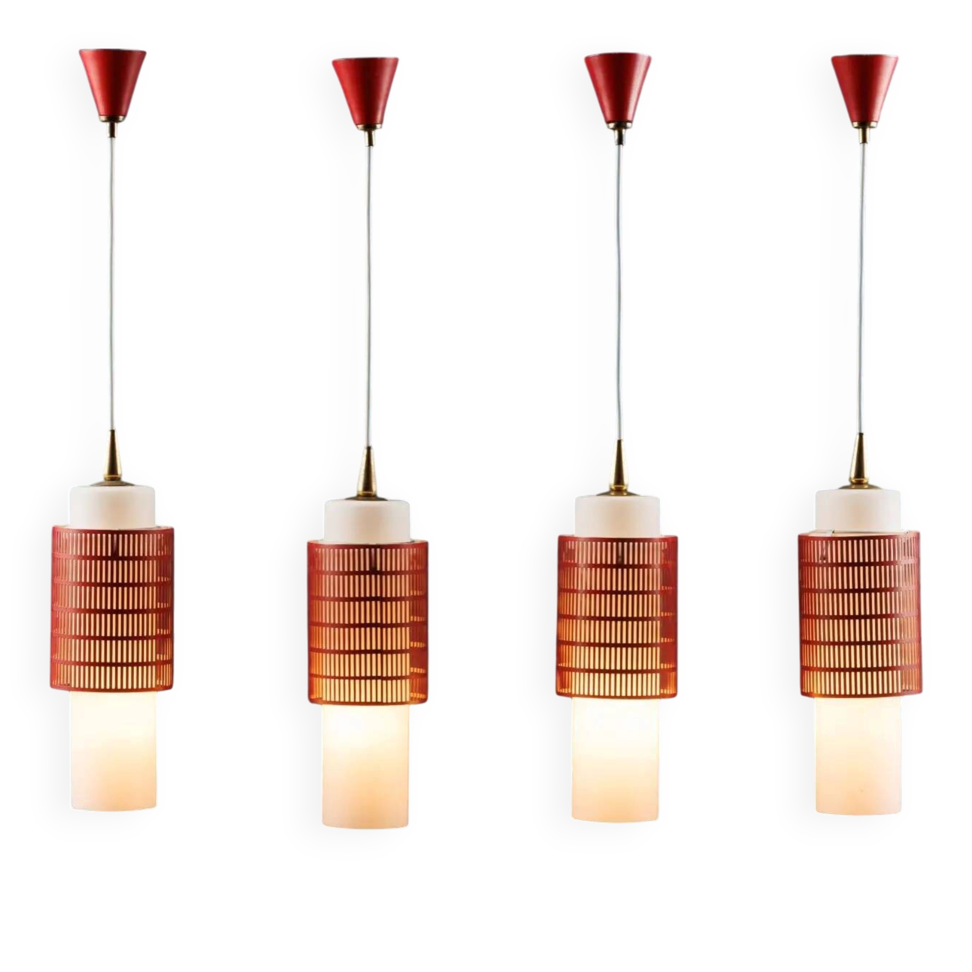 Lot de plafonniers vintage en métal, verre et laiton, Italie, années 1960