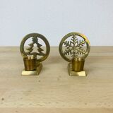 2 brass candlesticks christmas tree and star