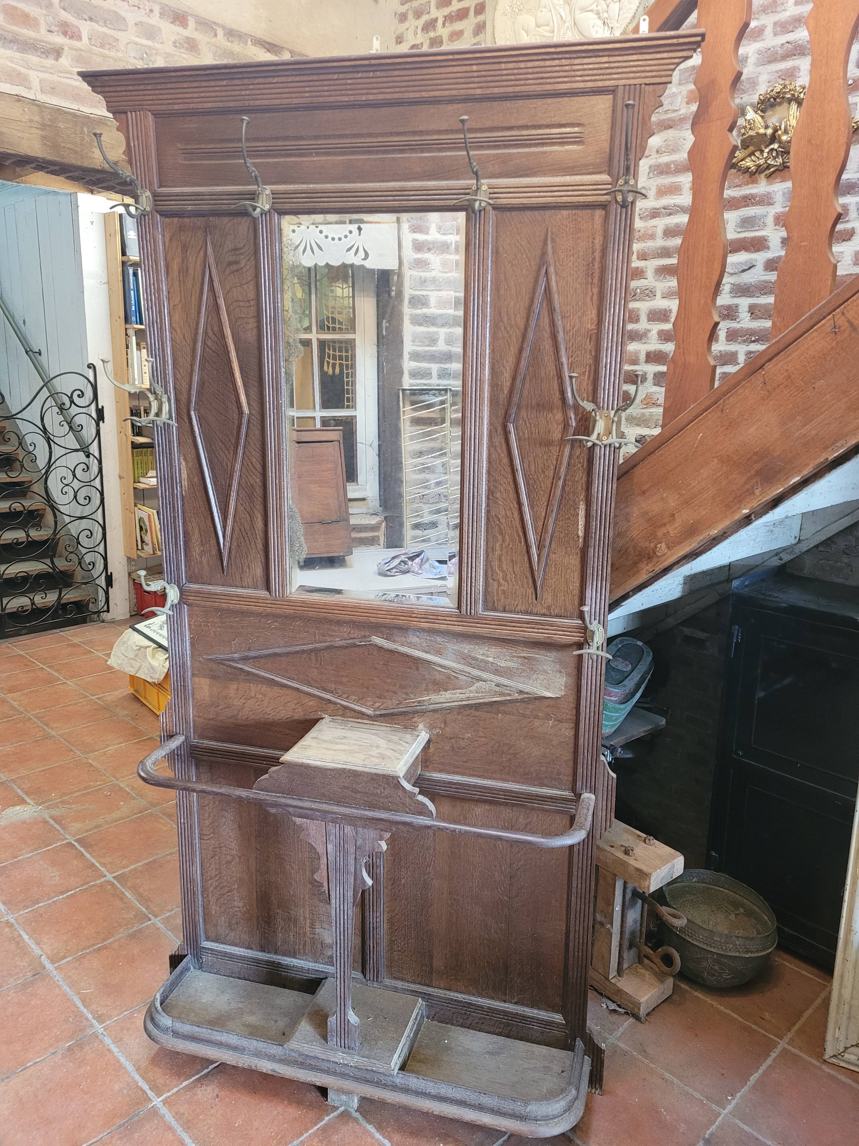 Old oak coat rack