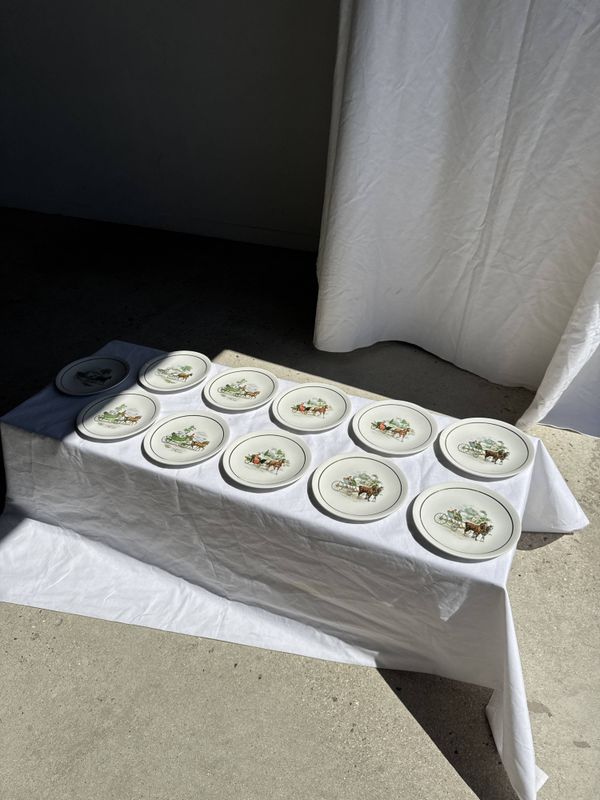 Lot de 11 assiettes à dessert vintage Lunéville-Badonviller à décor