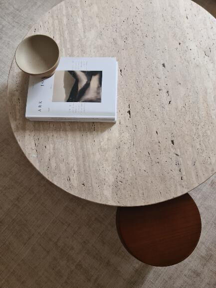 Omega circular coffee table natural travertine - 100cm D