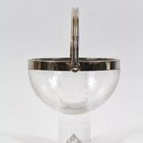 Vintage crystal ice bucket and Silver plated handle
